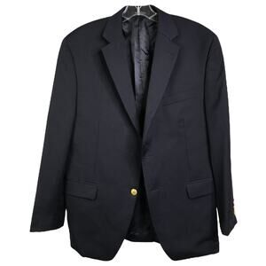 Lauren by Ralph Lauren Blazer Mens‎ 40S Blue Wool Gold Button Front Coat Jacket